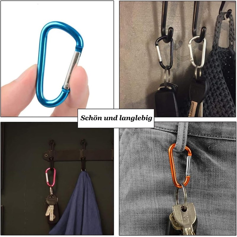 CALLYSONIC Carabiner Hook, 17 Pieces Key Rings Small, Carabiner Hook,