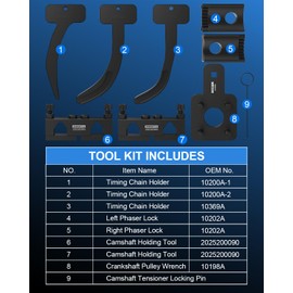 ZOMIYU 3.6 Pentastar Timing Tool Kit, Camshaft Phaser Lock Set & Crankshaft Pulley Wrench Replaces 10200A 10202A 10369 10198A 2025200090 Compatible with Jeep Chrysler Dodge 3.6L Pentastar Engine-9PCS
