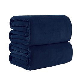 Pagnanno. Flannel Fleece Mink Throw Pack of 2 - Sofa/Bedspread/travel Blankets –Super Soft, light-weighted, Warm, Cosy Large Size – Many colours (Navy, Single 125x150cm (2 Pack))