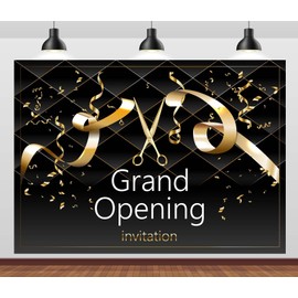 CORFOTO 5x3ft Fabric Grand Opening Invitation Backdrop Ribbon Cutting Opening Ceremony Photo Background for New Store Shop Restaurant Party Event Banner Grand Opening Decorations Photoshoot Props