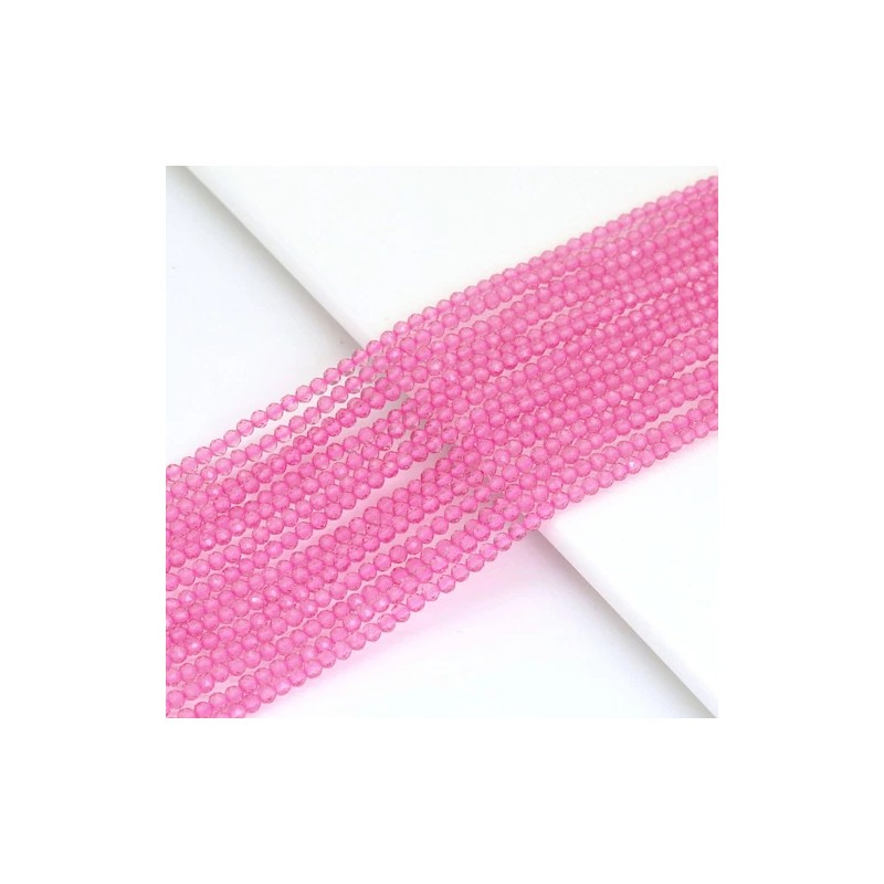 3mm Pink Crystal Round Faceted Beads, Sku#U1865