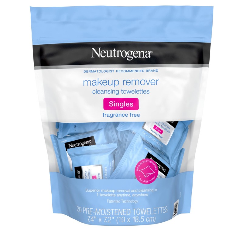 Neutrogena Fragrance-Free Makeup Remover Cleansing Towelette Singles, Individually-Wrapped Daily Face