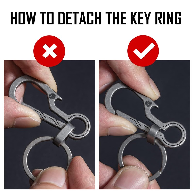 KeyUnity Titanium 2 in 1 EDC Keychain Clip Multitool, Carabiner