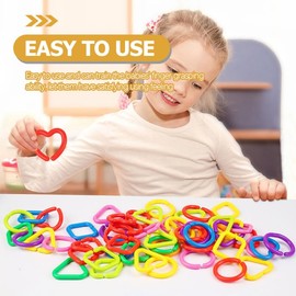 Totority Juguetes Colgantes Para Bebé, Cadenas GeoméTricas De 35 Piezas, Anillos Sensoriales Para NiñOs, Eslabones De PláStico Para Cochecito Y Asiento De Auto, Juguetes Educativos Para Desarrollar Ha