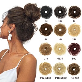 ISHEENY Messy Hair Scrunchies Hair Bun Extensions Curly Wavy Hairpieces For Women Updo Ponytail Chignons Accessories 99J
