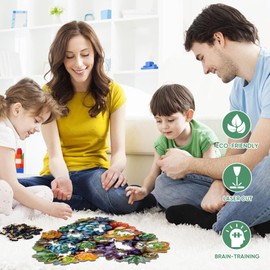 Heart Succulent Wooden Puzzles for Adults, 200 Piece Unique Shaped Wood Jigsaw Puzzles for Adults and Kids, Fun Challenging Puzzles Family Game Gift, Medium 11.7'' x 11.2''