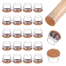 M METERXITY 24-Pack Chair Leg Floor Protectors, 0.94-1.14 Inch Silicone Cups Round Felt Furniture Pads for Hardwood Floors/Laminates/Carpets, Chair Leg Covers Socks [Transparent Brown]