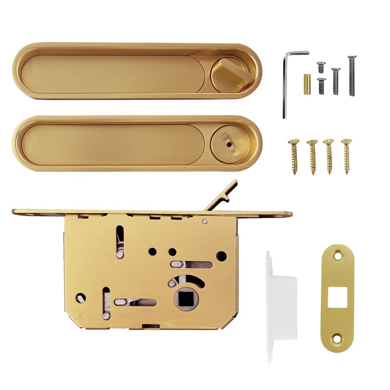 TSOEORET Pocket Door Lock and Pull, Recessed Sliding Door Handle,