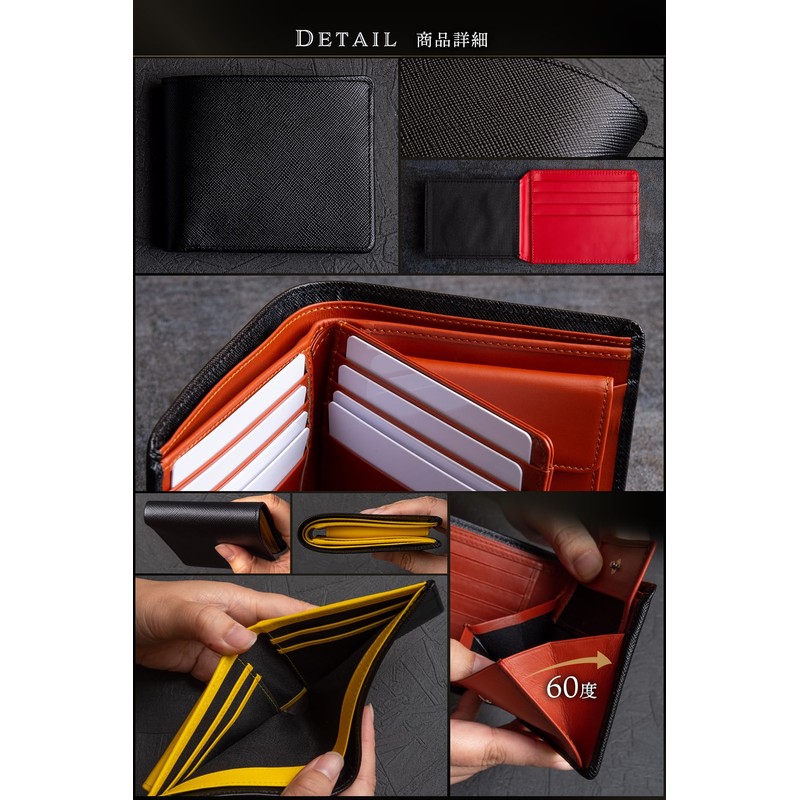 Men's Bi-fold Wallet, 2-fold, Genuine Leather, Large Capacity, Card, Bi-fold