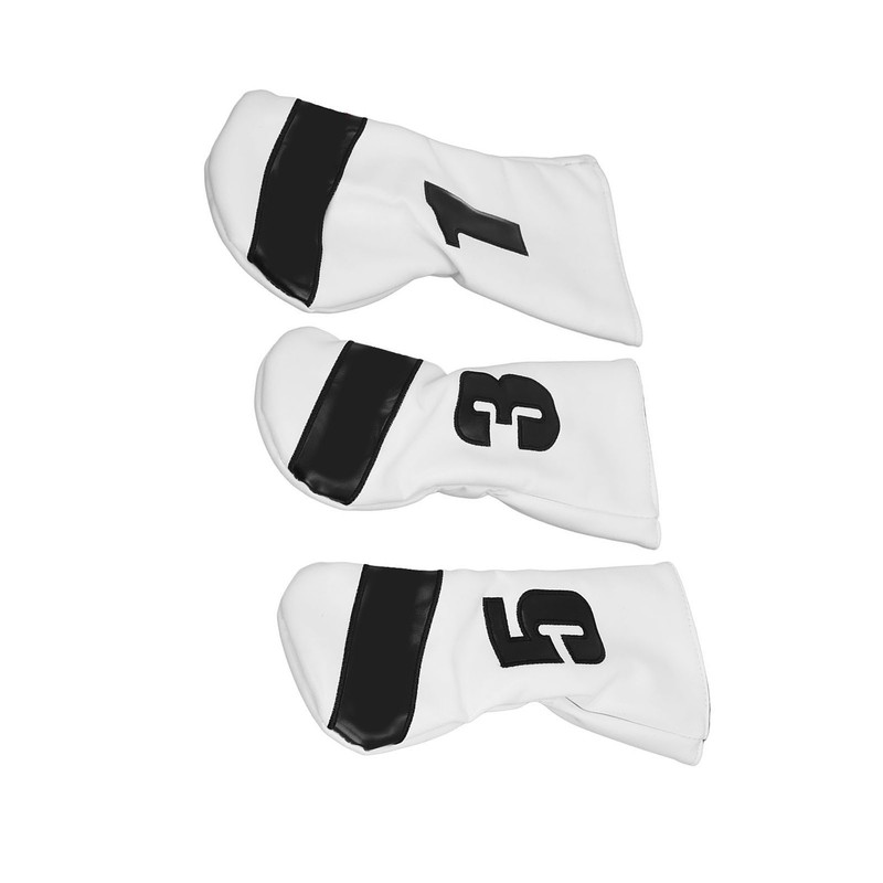 3PCS Golf Club Head Cover PU Leather Waterproof Protective Golf