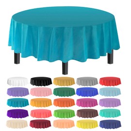 Allgala 6-Pack Premium Plastic Table Cover Medium Weight Disposable Tablecloth-6PK Round 84"-Turquoise -TC58612