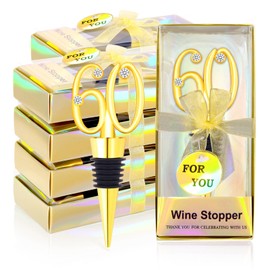 30Pcs 60th Birthday Wine Stopper Party Favors Gold Wedding Favor Wine Bottle Anniversary Wine Stopper Souvenirs for Guests Wine Bottles Stopper Decorative for Wedding Anniversary Parties(60th)