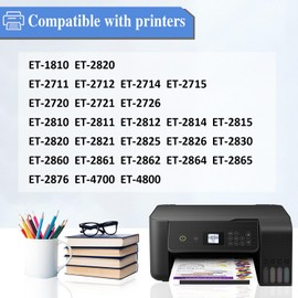 SHUOLEI Ink Compatible with Ink Bottle Multipack for ET-1810 ET-2726 ET-2810 ET-2811 ET-2812 ET-2814 ET-2815 ET-2820 ET-2821 ET-2825 ET-2826 ET-4800 (5 Pack 2BK/C/M/Y)