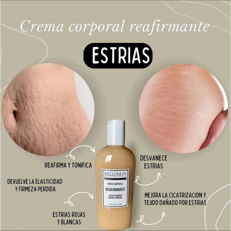 Bellum Crema Corporal Para Las Estrias Reafirmante Natural Algas Marinas