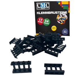 CMC imports 10 x Railing / Fence 15332 Clamping Blocks Various Colours to Choose From Building Blocks 1 x 4 x 2 Nubs Fence Panels Compatible Items (650 - Black)