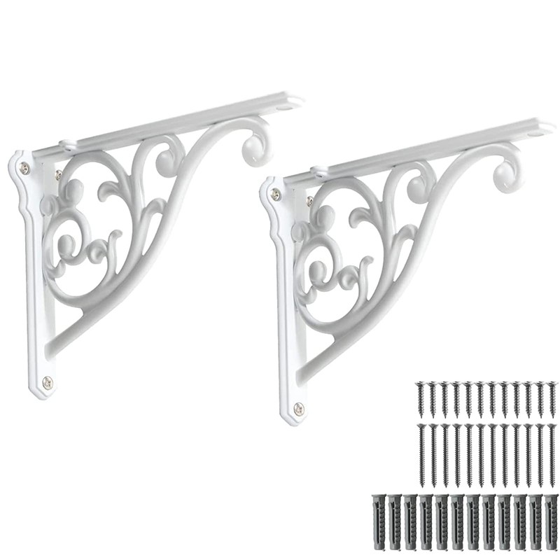 2 Pack 8 Inch Shelf Brackets, White Shelf Brackets,Metal Bracket