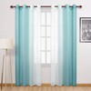 DWCN Teal Ombre Sheer Curtains - Faux Linen Gradient Semi
