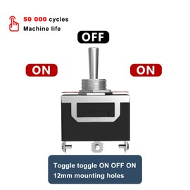 SCOOYUCK Pack of 5 Toggle Switches, 12 V 24 V 125 V 230 V (3-250 V) SPDT ON OFF ON 3-Pin Switch, Rocker Switch with Waterproof Cap, for Cars, Trucks, Boats, Ships