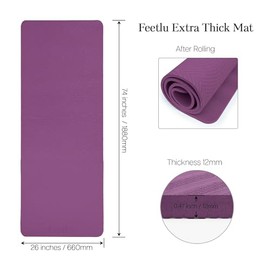 Esterilla de Yoga de 12 mm con Correa, 74 x 26 Pulgadas – Superficie Antideslizante Doble, Ecológica POE, para Mujeres, Hombres y Niños. Perfecta para