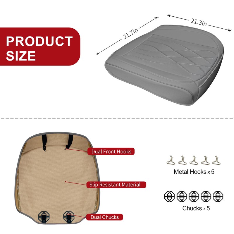 Sanwom 2 Pack Leather Front Car Seat Cover, Anti-Slip and