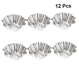 UTHCLO 12Pcs Stainless Steel Tart Pans Reusable Cupcake and Muffin Baking Molds for Kitchen Silver Bakeware