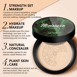 CC Cream Air Cushion Foundation Mushroom Head Air Cushion BB Cream Moisturising Concealer Makeup Base, Even Skin Tone for All Skin Types (Natural)