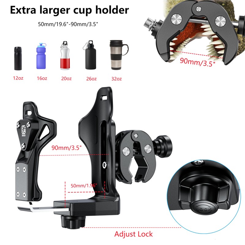 Kewig Anti-Theft Motorcycle Cup Holder, Extra Large Adjustable Size Bike