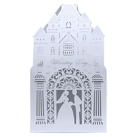Auto-plaza 50 Pieces Church Laser Cut Favor Boxes DIY Wedding Birthday Gift Candy Boxes with Romantic Castle Design (White)