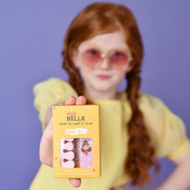 Miss Nella Nail Kit & Good Vibes Nail Accessories for Children, 3 Removable Nail Polishes, Nail Stickers, Tattoos, Nail File & Toe Separators, Specially Made for Children's Hands and Feet