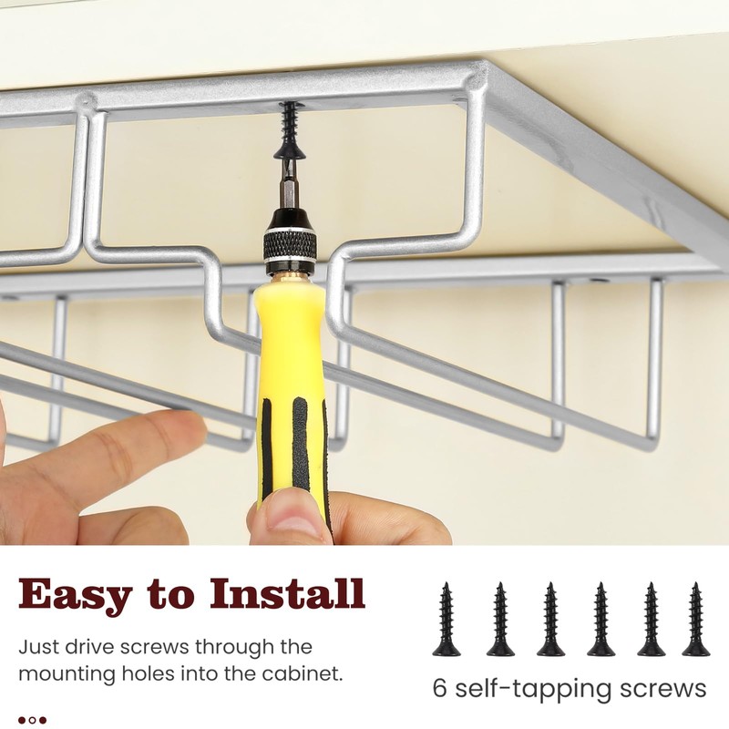 Nuovoware Wine Glass Rack, [2-Pack] Wine Glass Hanger Rack Under