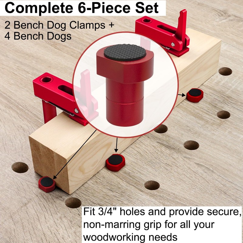 Bench Dog Clamp,3/4"(19mm) Bench Dog Hole Clamp for Woodworking, Adjustable