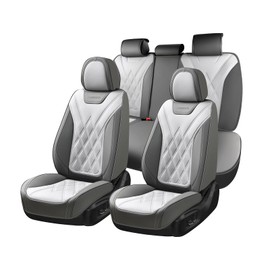 Coverado Car Seat Covers, Front Covers for Cars, Car Seat Cover Front Seats, Automotive Seat Cover, Waterproof, Leather Car Seat Cushion, Universal Interior Seat Protectors for Most Cars Light_Gray