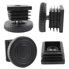 bociloy 8Pcs Adjustable Leveling Feet, Square Insert Kit, Furniture Glide Leveler, Black, 40x9mm, 30x30x14mm