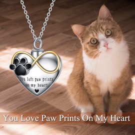 POPLYKE Infinity Heart Urn Necklace for Dog Pets Ashes Sterling Silver Gifts for Women Men Unisex Cremation Necklace Jewelry