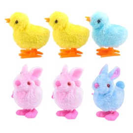 6Pcs Easter Wind up Chick Bunny for Kids Party Game,Wind up Easter Chick,Chicken Bunny Toys Rabbits Easter Clockwork Jumping Chicken Bunnies Plush Toys for Egg Basket Fillers Kids Party Gift Favours