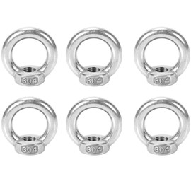Pack of 6 Ring Nuts M6, 304 Stainless Steel Eye Bolt, Eye Bolt M6, Ring Eye Bolt for Attaching Hanging Ornaments, Flower Pots, Swing Stands, etc