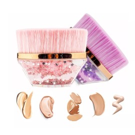 Bloomingboom Brocha De Maquillaje Kabuki Plana Para Base C/estuche 2 Pzs.