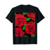 Red Roses Wild Rose Bold Floral Design Pattern Art T-Shirt