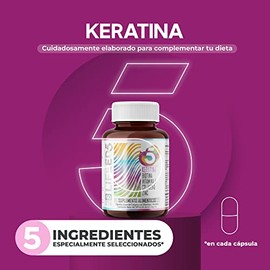 LIFEED Suplemento Keratina, Biotina y Colágeno, Frasco con 60 Cápsulas | Fórmula con keratina, biotina, colágeno hidrolizado, vitaminas E, D, A y zinc