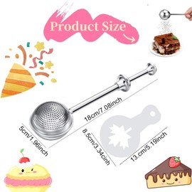 2 PCS Flour Dusting Wand,with Powder Spreading Molds, Dusting Wand for Sugar, Flour and Spices, Stainless Steel Pick Up and Dust Flour Sifter, Dusting Wand for Sugar, Flour and Spices