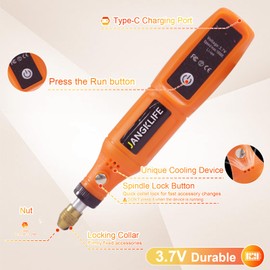 JANGKLIFE Cordless Rotary Tool, 3.7V Mini Rotary Tool Kit with 31 Accessories, 3-Speed Adjustment - Lightweight & Portable - Ideal for Polishing, Sanding, Grinding, Drilling, and DIY Crafts