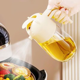 XINJIDUO Automatic opening and closing of glass bottle, spraying and pouring integrated,refillable food-grade oil and vinegar sprayer Spray bottle for kitchen, air fryer, salad, baking, barbecue.