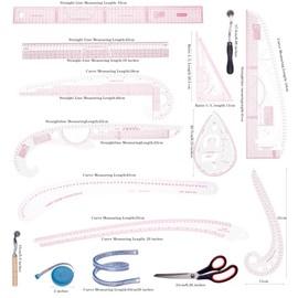 AMZTKDIY Juego de Reglas de Costura Acrílicas, Kit de Reglas de Patrón de Curva Francesa para Sastres y Diseñadores, Guías de Fabricación de Patrones de Precisión, Acolchado y Suministros de Bricolaje