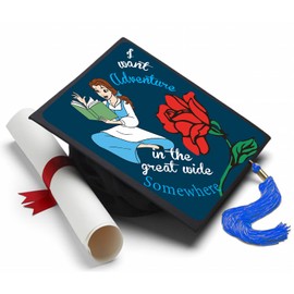 Tassel Toppers - Beauty and the Beast, Adventure in the Great Wide Somewhere Grad Cap Topper, Grad Cap Decorations Assorted Colors