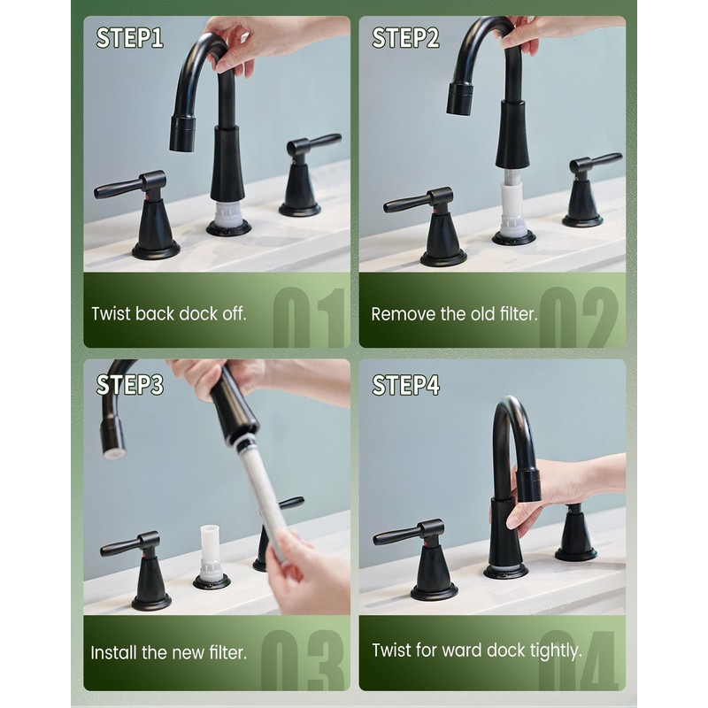 4 Pack Replacement Filters for Feelso Black Bathroom Faucet