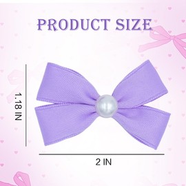 Pearl Hair Bows for Toddler Girls, Handmade Grosgrain Ribbon Hair Bow Clips Non-slip Alligator Clips Pear Girls Hair Accessories for Birthday, Back to School, Party, Purple