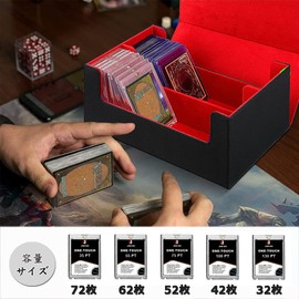 ZWSJLC Magnetic Loader Case, 35pt/55pt/75pt/100pt/130pt PU, Large Capacity, Storage, Deck Case, Card Case (Double Column, Red)