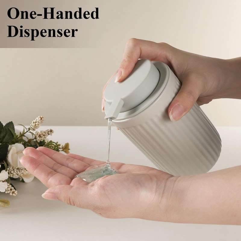 BosilunLife Grey Soap Dispenser Set - 2 Pack 12oz Ceramic