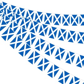AhfuLife 33 Ft Scottish String Flags Banner for World Cup Decorations 2026, 30 Pcs Mini Scotland String Flags - Double Sided for St. Andrew's Day Football Events Party Garden Decor (5.5×8.3 Inch)