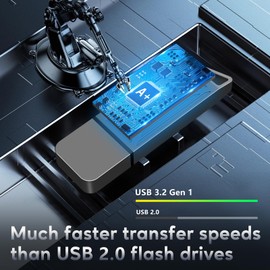 AreTop 64GB USB 3.2 Gen 1 Flash Drive with USB C Adapter, High Speed Thumb Drive Memory Stick USB Stick Jump Drive with Keychain Hole for Data Storage and Transfer, Gray